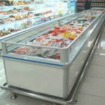 Meat Display Island Deep Freezer In Supermarket