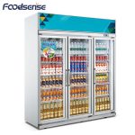 Commercial Glass Door Beverage Cooler Refrigerator, Three Door Drink Display Cooler